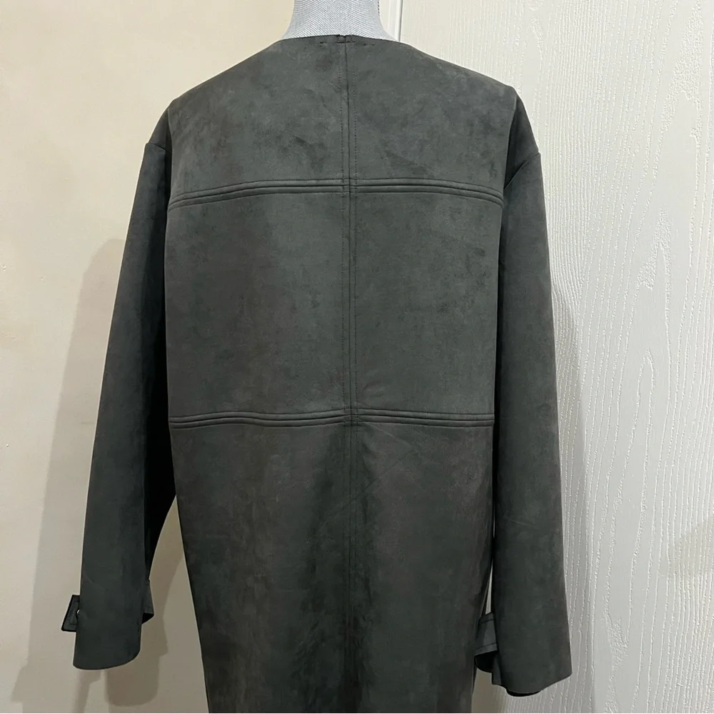 NWT Tahari Faux Suede Long Jacket Coat
